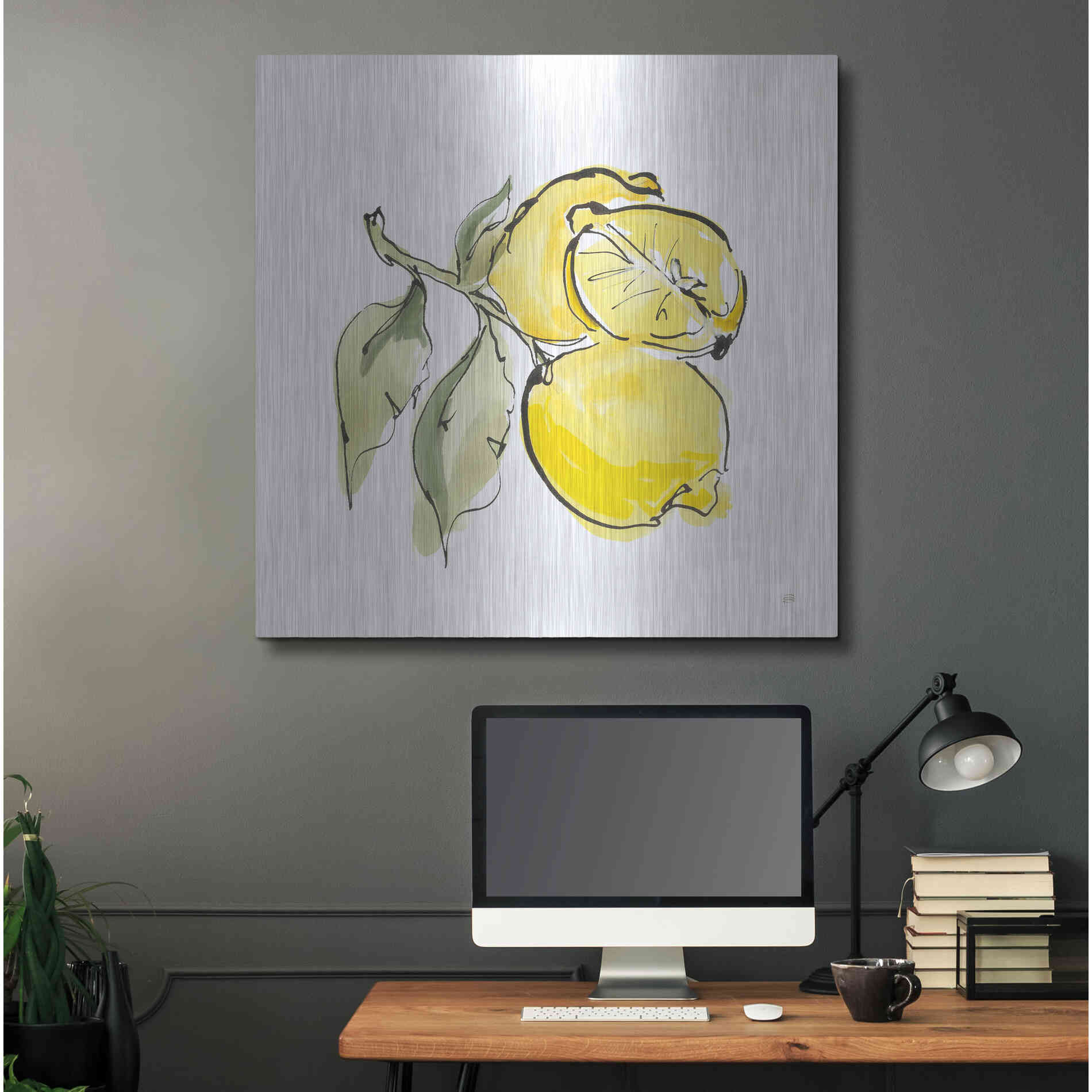 Luxe Metal Art 'Lemon Still Life II' by Chris Paschke, Metal Wall Art,36x36