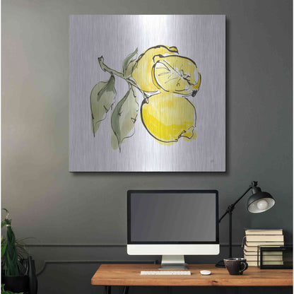 Luxe Metal Art 'Lemon Still Life II' by Chris Paschke, Metal Wall Art,36x36