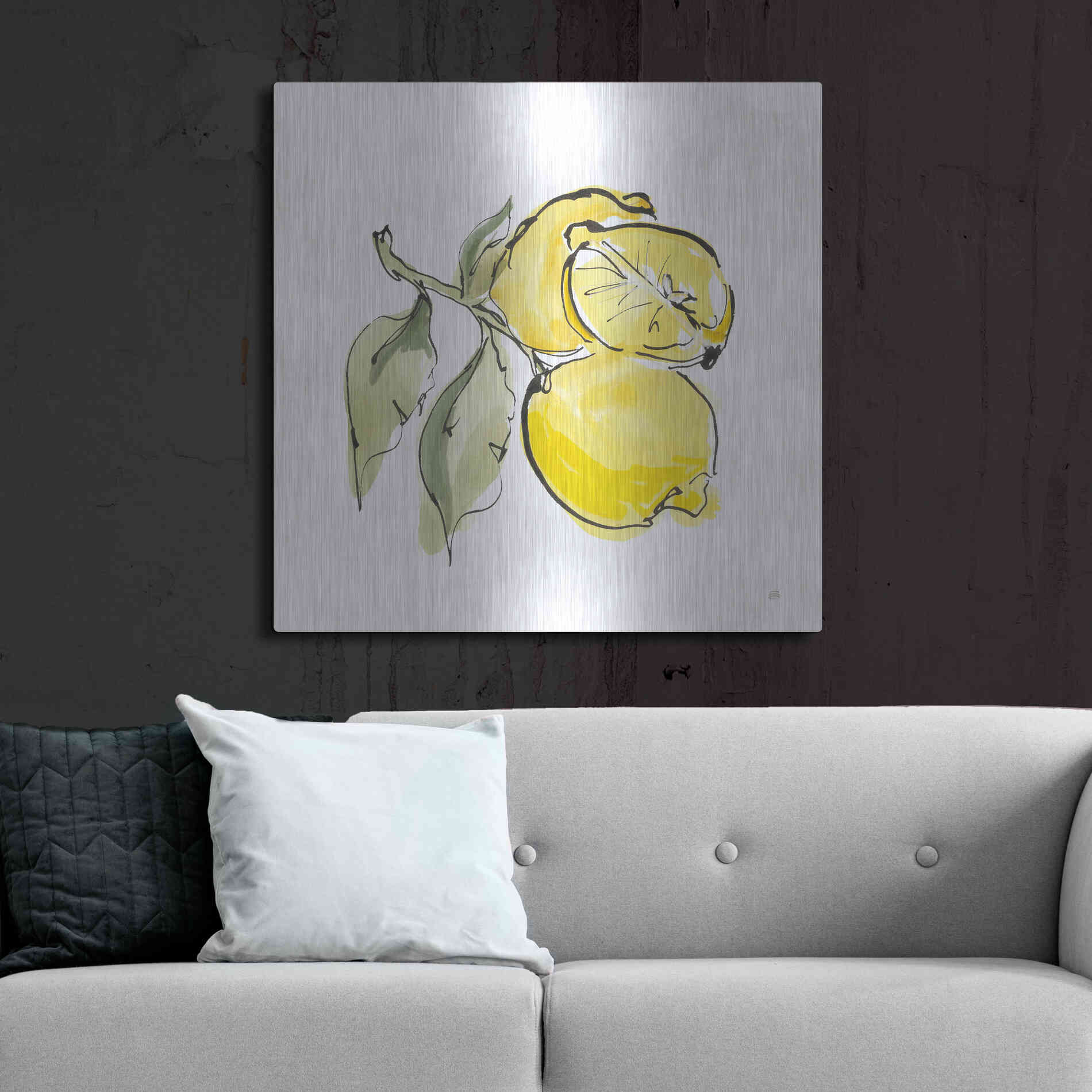 Luxe Metal Art 'Lemon Still Life II' by Chris Paschke, Metal Wall Art,36x36