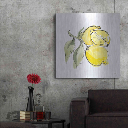 Luxe Metal Art 'Lemon Still Life II' by Chris Paschke, Metal Wall Art,36x36