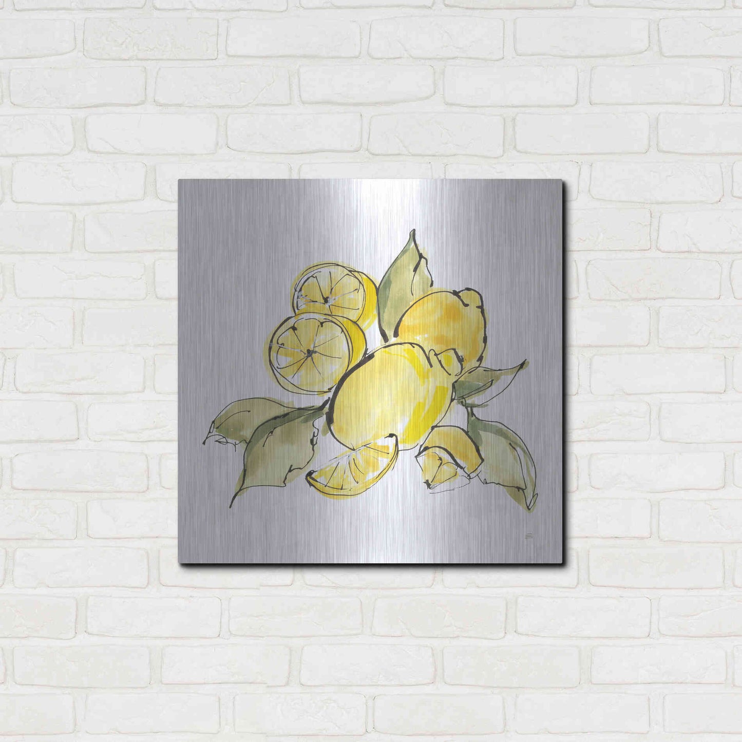 Luxe Metal Art 'Lemon Still Life III' by Chris Paschke, Metal Wall Art,24x24