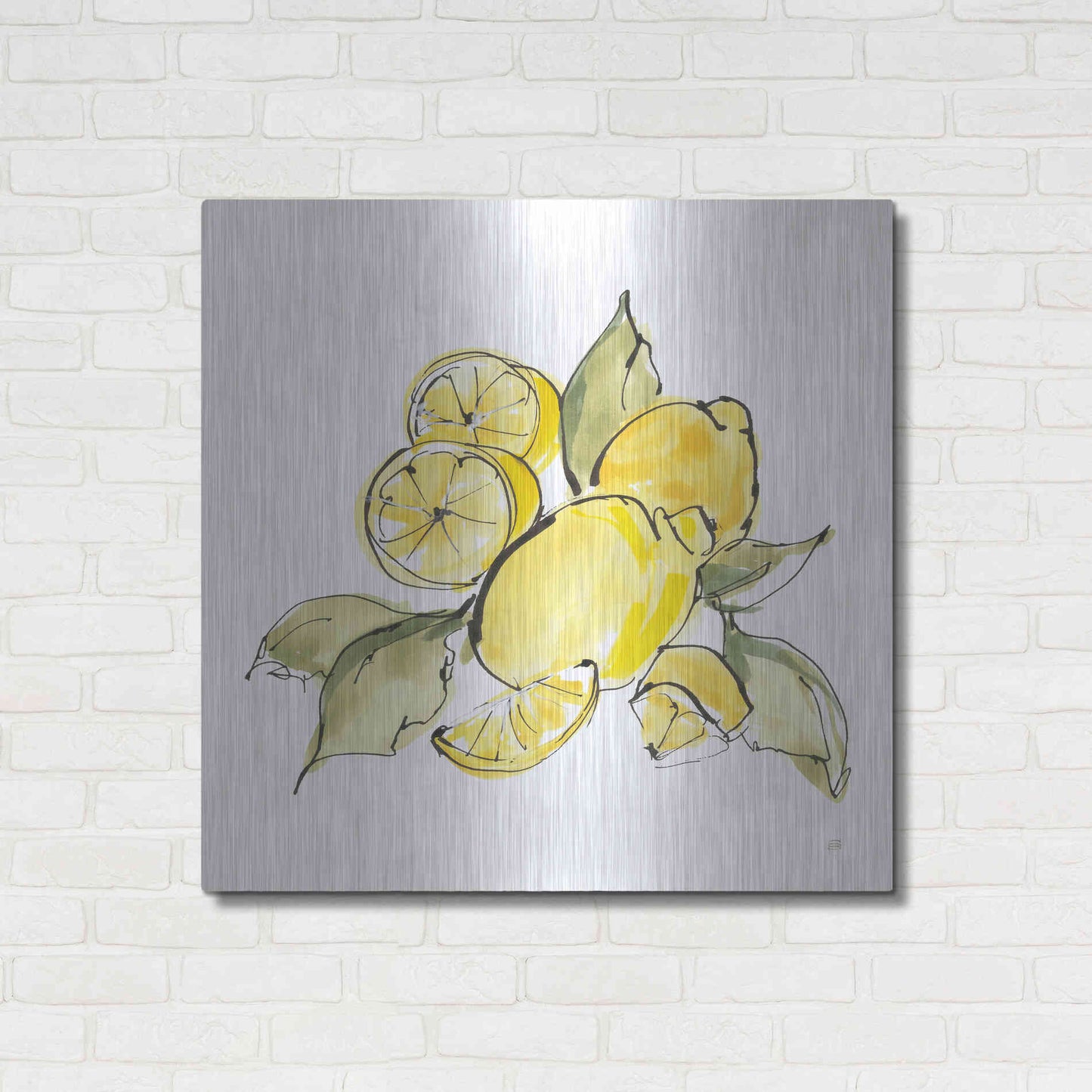 Luxe Metal Art 'Lemon Still Life III' by Chris Paschke, Metal Wall Art,36x36