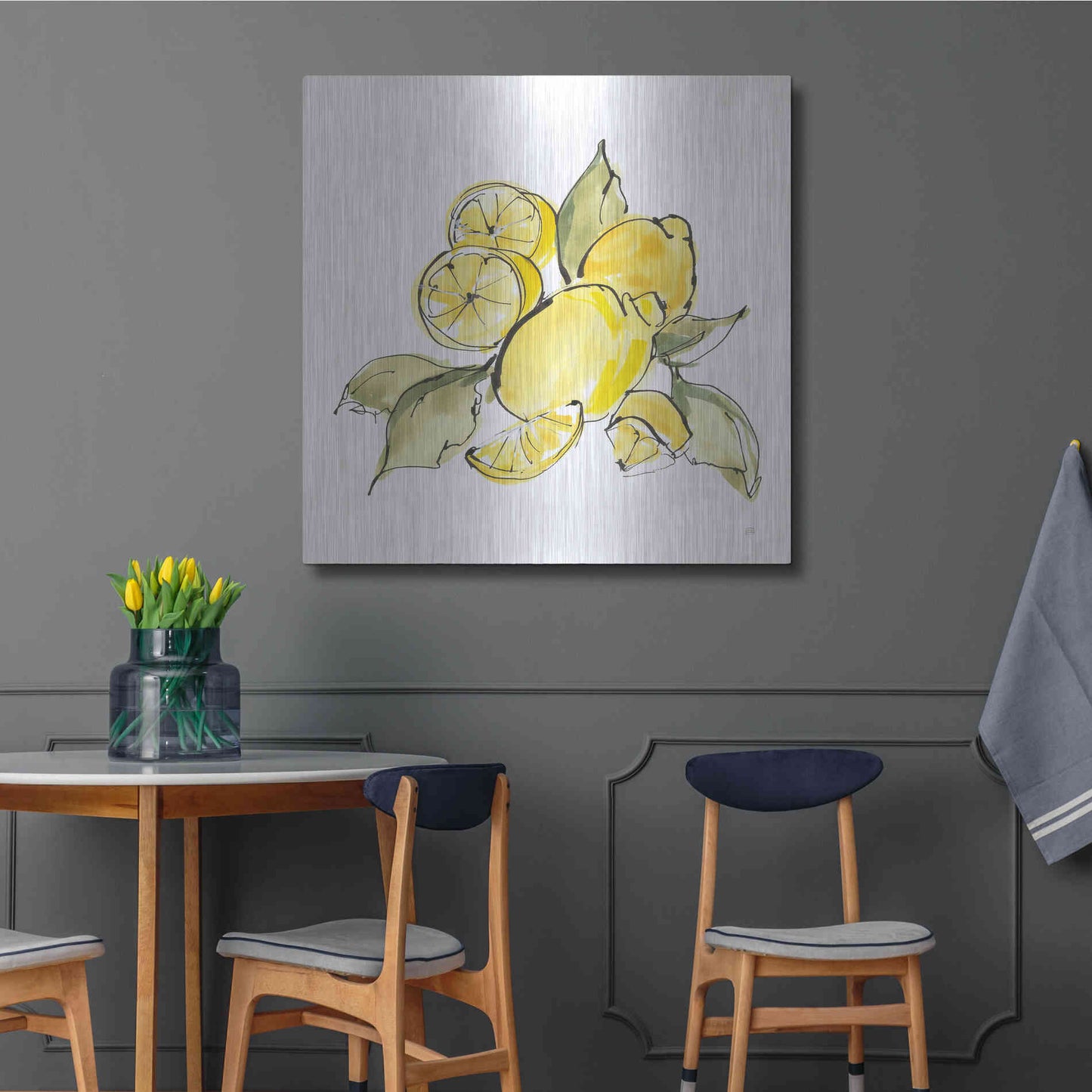 Luxe Metal Art 'Lemon Still Life III' by Chris Paschke, Metal Wall Art,36x36