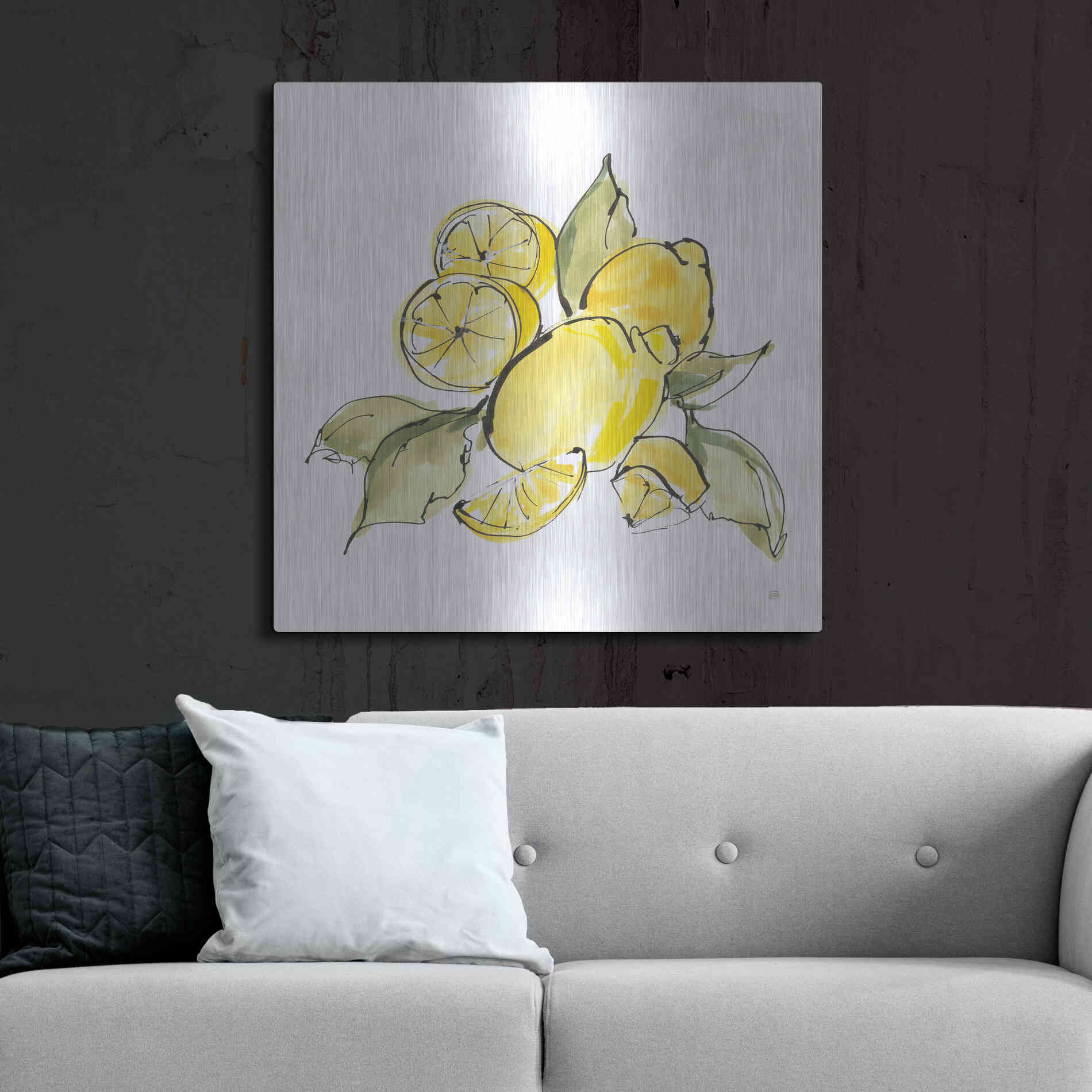 Luxe Metal Art 'Lemon Still Life III' by Chris Paschke, Metal Wall Art,36x36