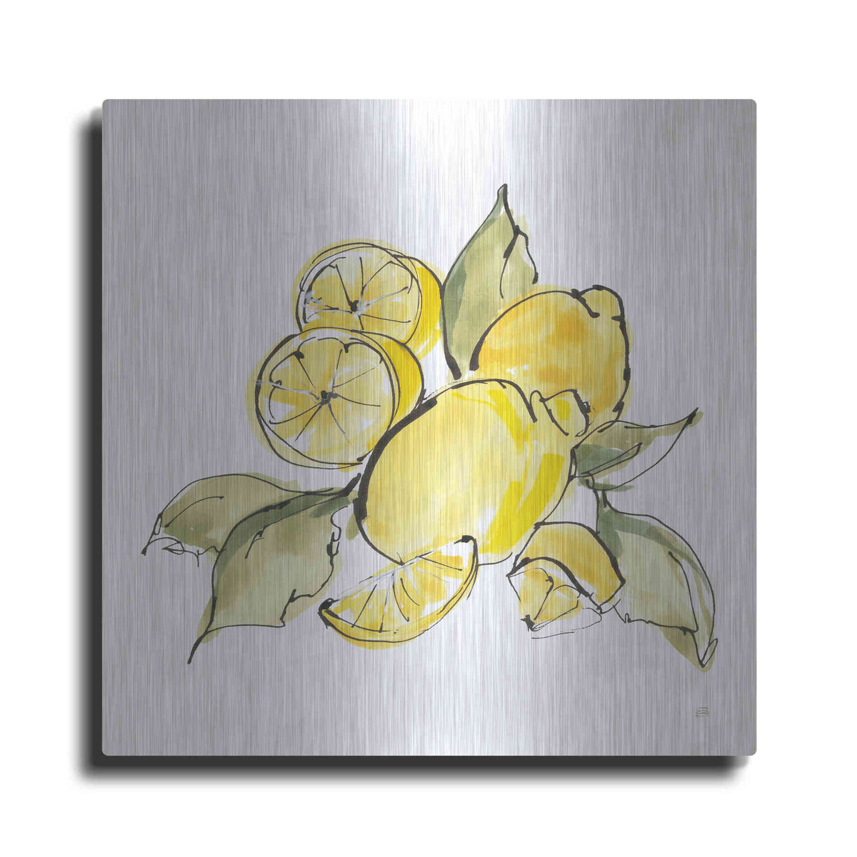 Luxe Metal Art 'Lemon Still Life III' by Chris Paschke, Metal Wall Art