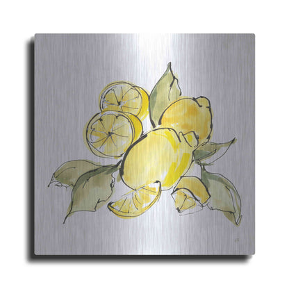 Luxe Metal Art 'Lemon Still Life III' by Chris Paschke, Metal Wall Art