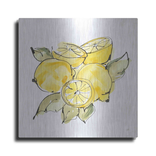 Luxe Metal Art 'Lemon Still Life IV' by Chris Paschke, Metal Wall Art