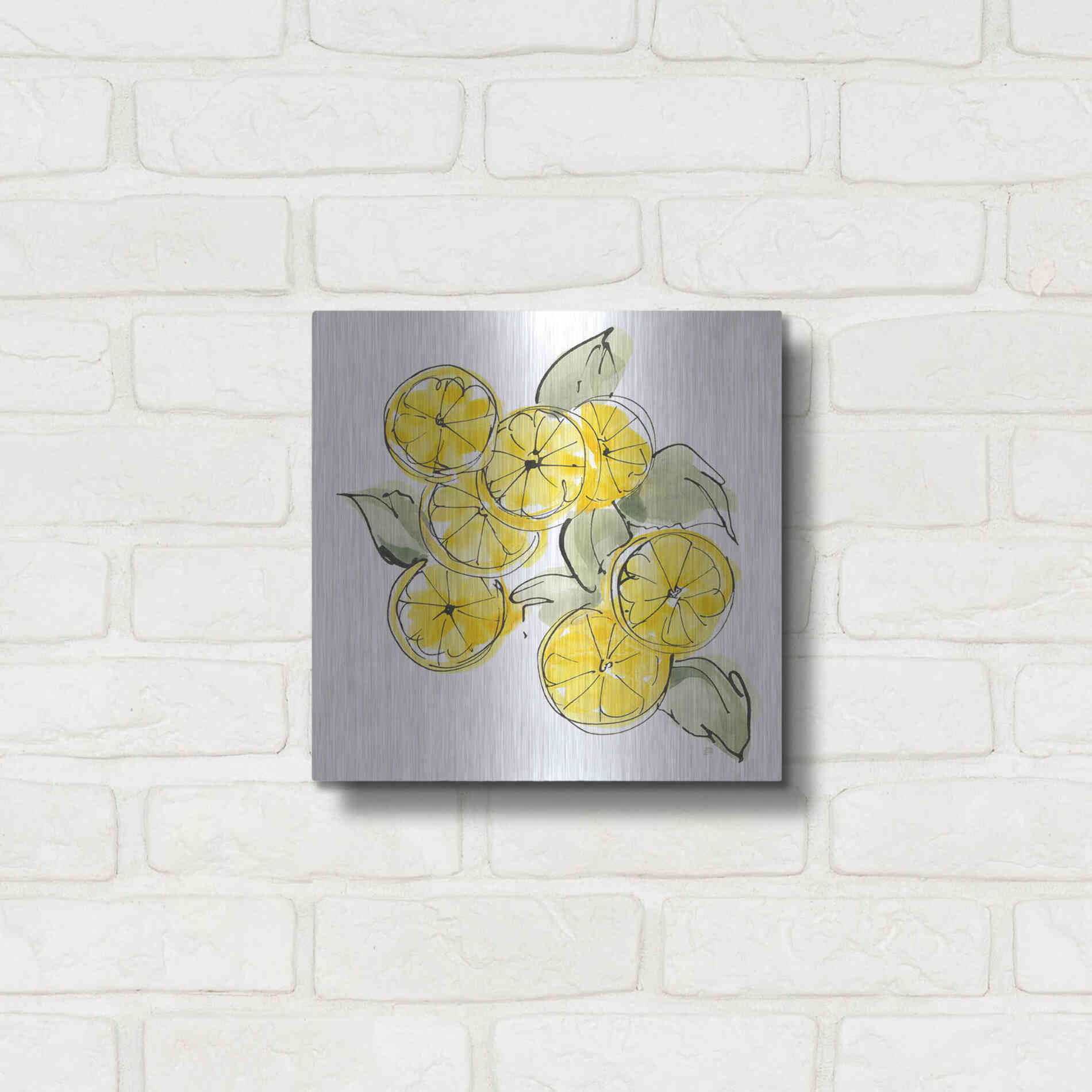 Luxe Metal Art 'Cut Lemons I' by Chris Paschke, Metal Wall Art,12x12