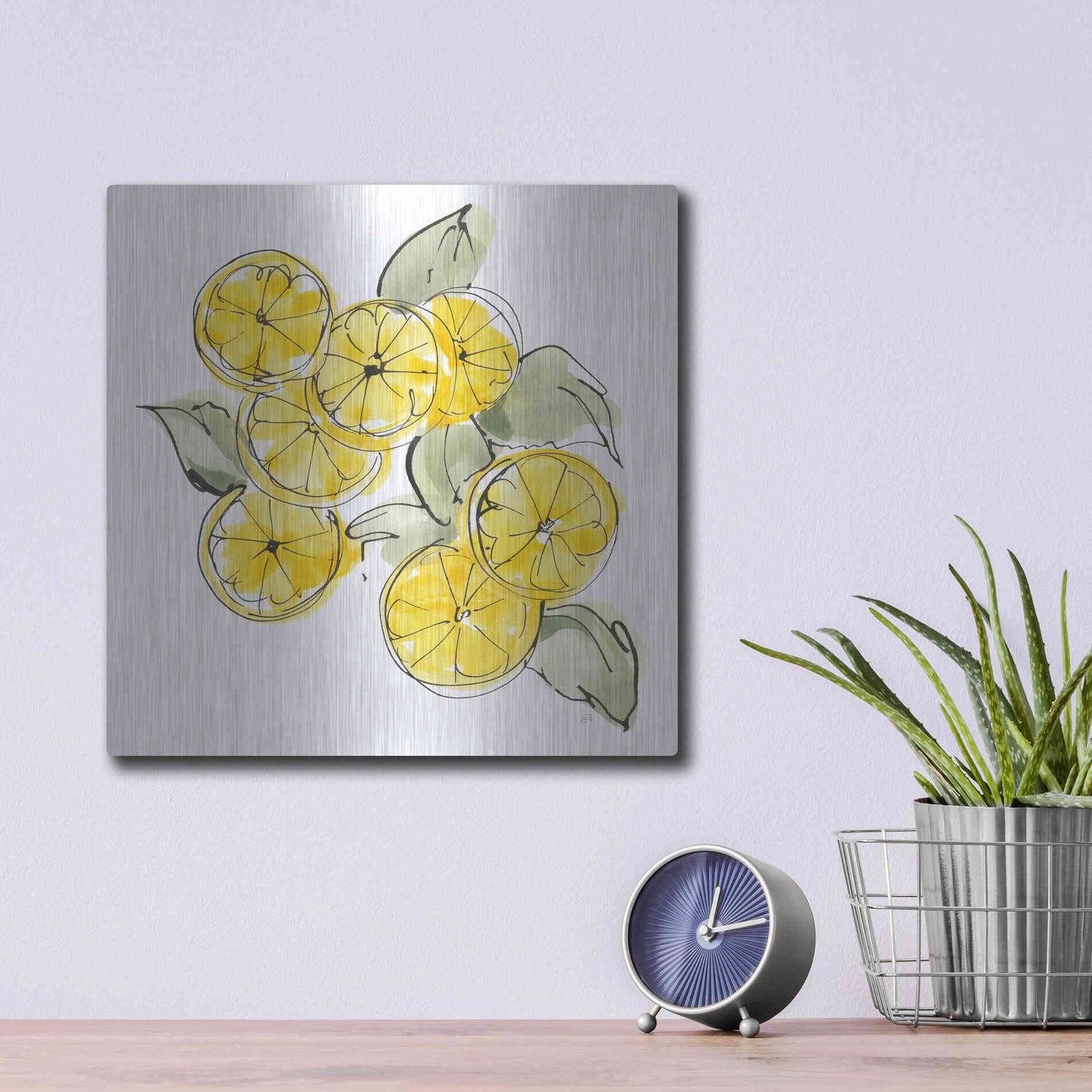 Luxe Metal Art 'Cut Lemons I' by Chris Paschke, Metal Wall Art,12x12