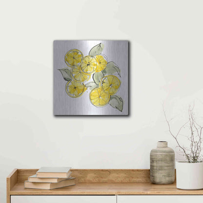 Luxe Metal Art 'Cut Lemons I' by Chris Paschke, Metal Wall Art,12x12