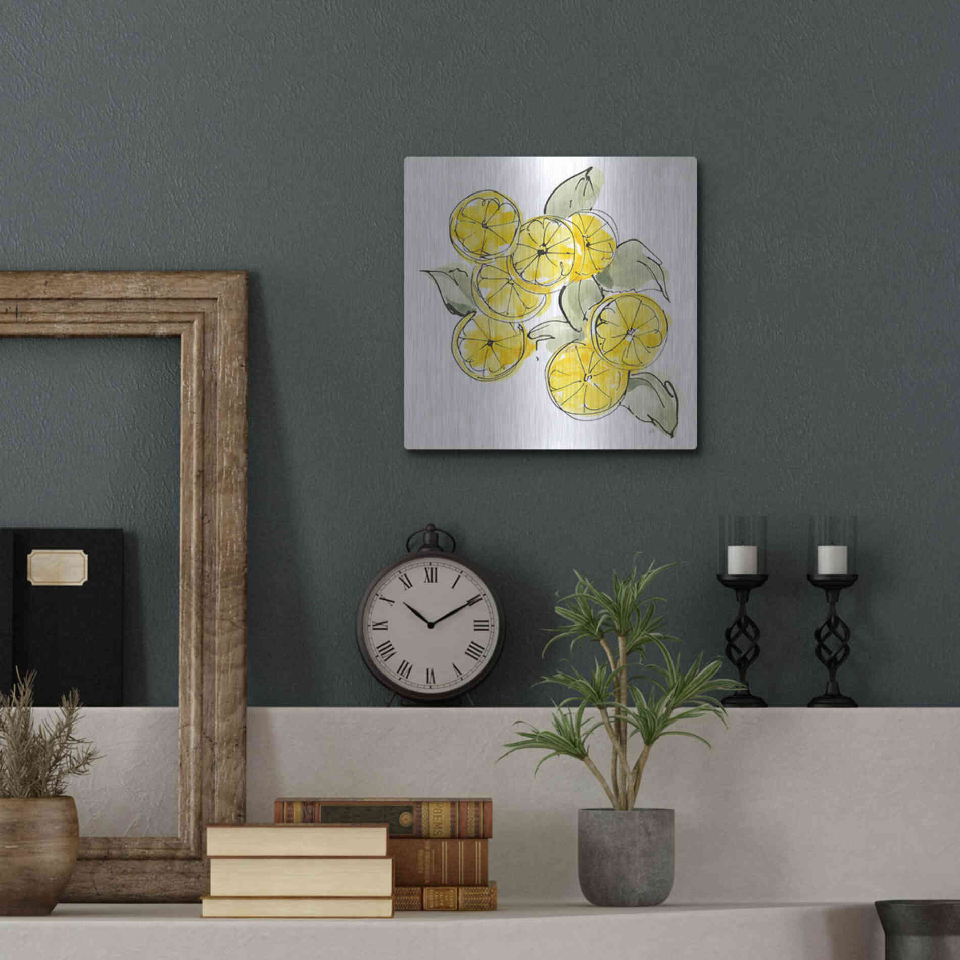 Luxe Metal Art 'Cut Lemons I' by Chris Paschke, Metal Wall Art,12x12