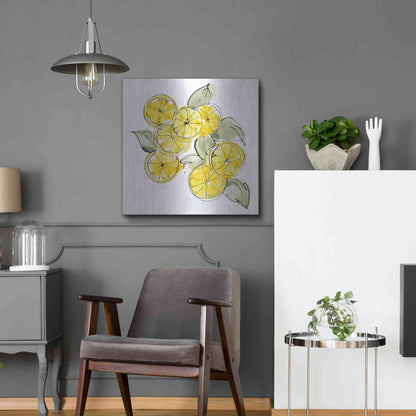 Luxe Metal Art 'Cut Lemons I' by Chris Paschke, Metal Wall Art,24x24