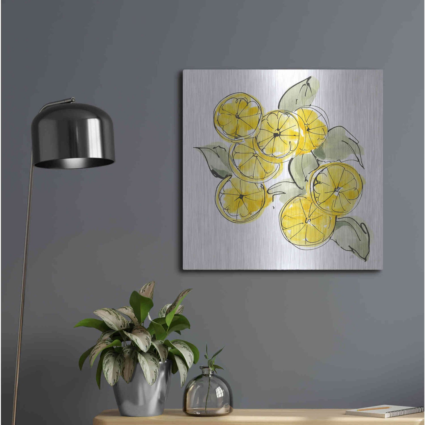 Luxe Metal Art 'Cut Lemons I' by Chris Paschke, Metal Wall Art,24x24