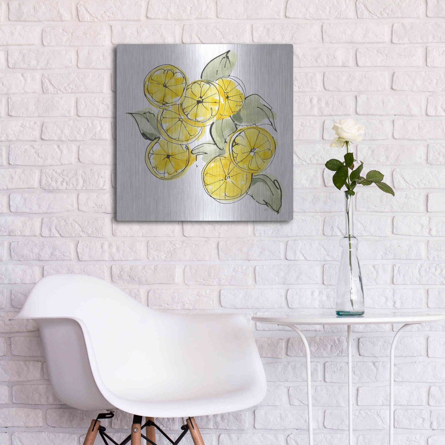 Luxe Metal Art 'Cut Lemons I' by Chris Paschke, Metal Wall Art,24x24