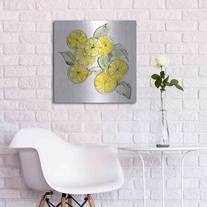 Luxe Metal Art 'Cut Lemons I' by Chris Paschke, Metal Wall Art,24x24