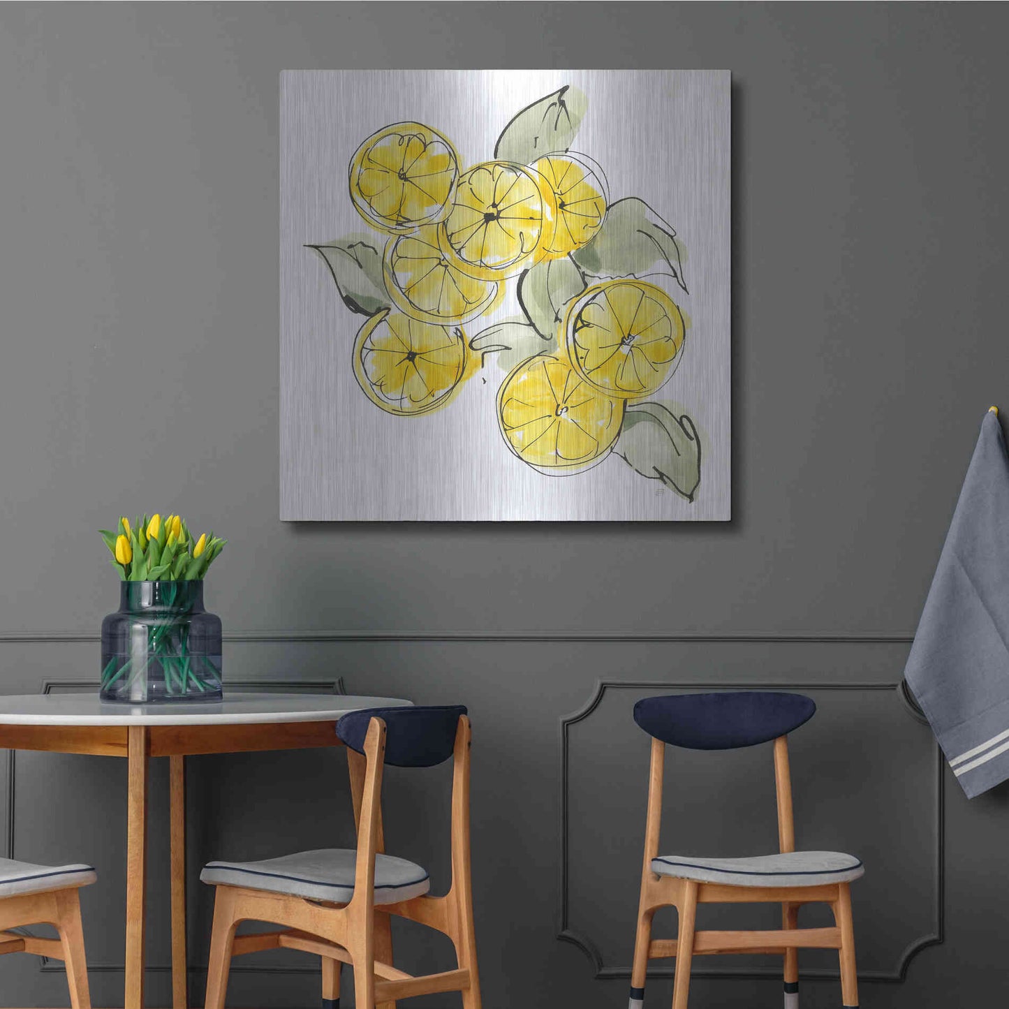 Luxe Metal Art 'Cut Lemons I' by Chris Paschke, Metal Wall Art,36x36