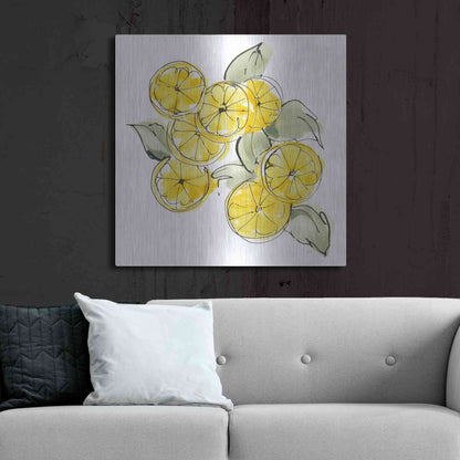 Luxe Metal Art 'Cut Lemons I' by Chris Paschke, Metal Wall Art,36x36