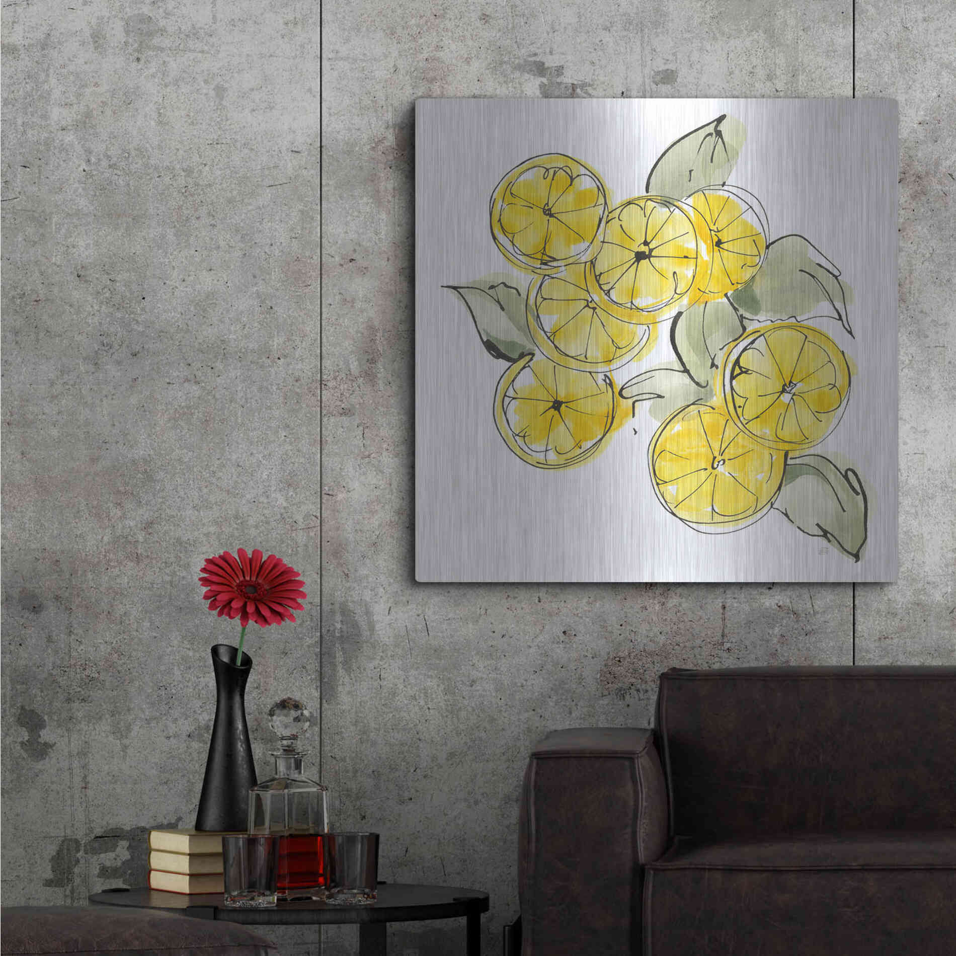 Luxe Metal Art 'Cut Lemons I' by Chris Paschke, Metal Wall Art,36x36