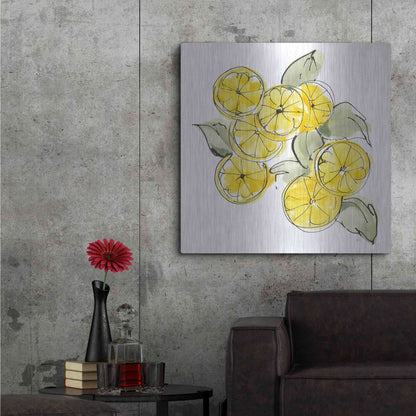 Luxe Metal Art 'Cut Lemons I' by Chris Paschke, Metal Wall Art,36x36