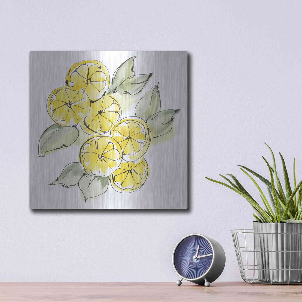 Luxe Metal Art 'Cut Lemons II' by Chris Paschke, Metal Wall Art,12x12