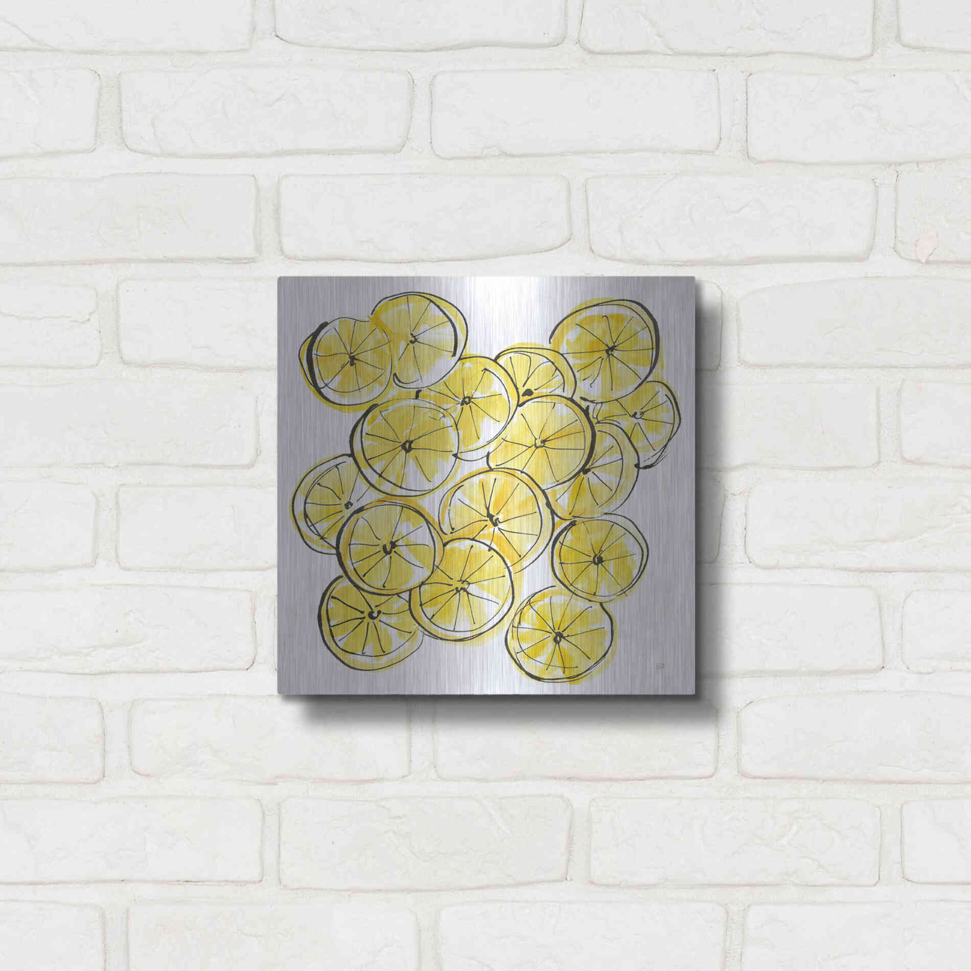 Luxe Metal Art 'Cut Lemons III' by Chris Paschke, Metal Wall Art,12x12