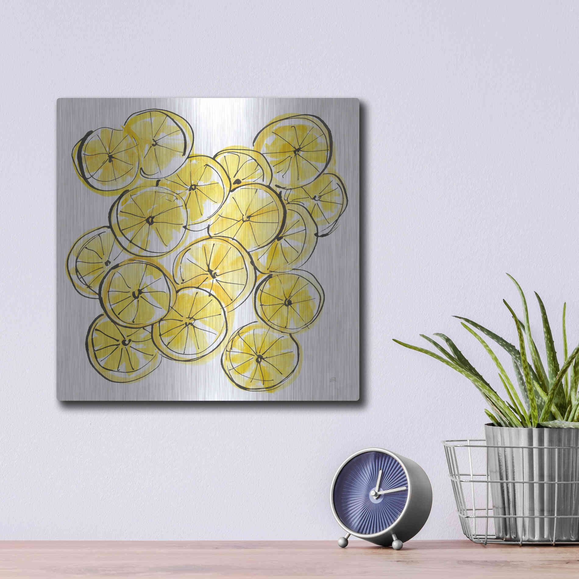 Luxe Metal Art 'Cut Lemons III' by Chris Paschke, Metal Wall Art,12x12