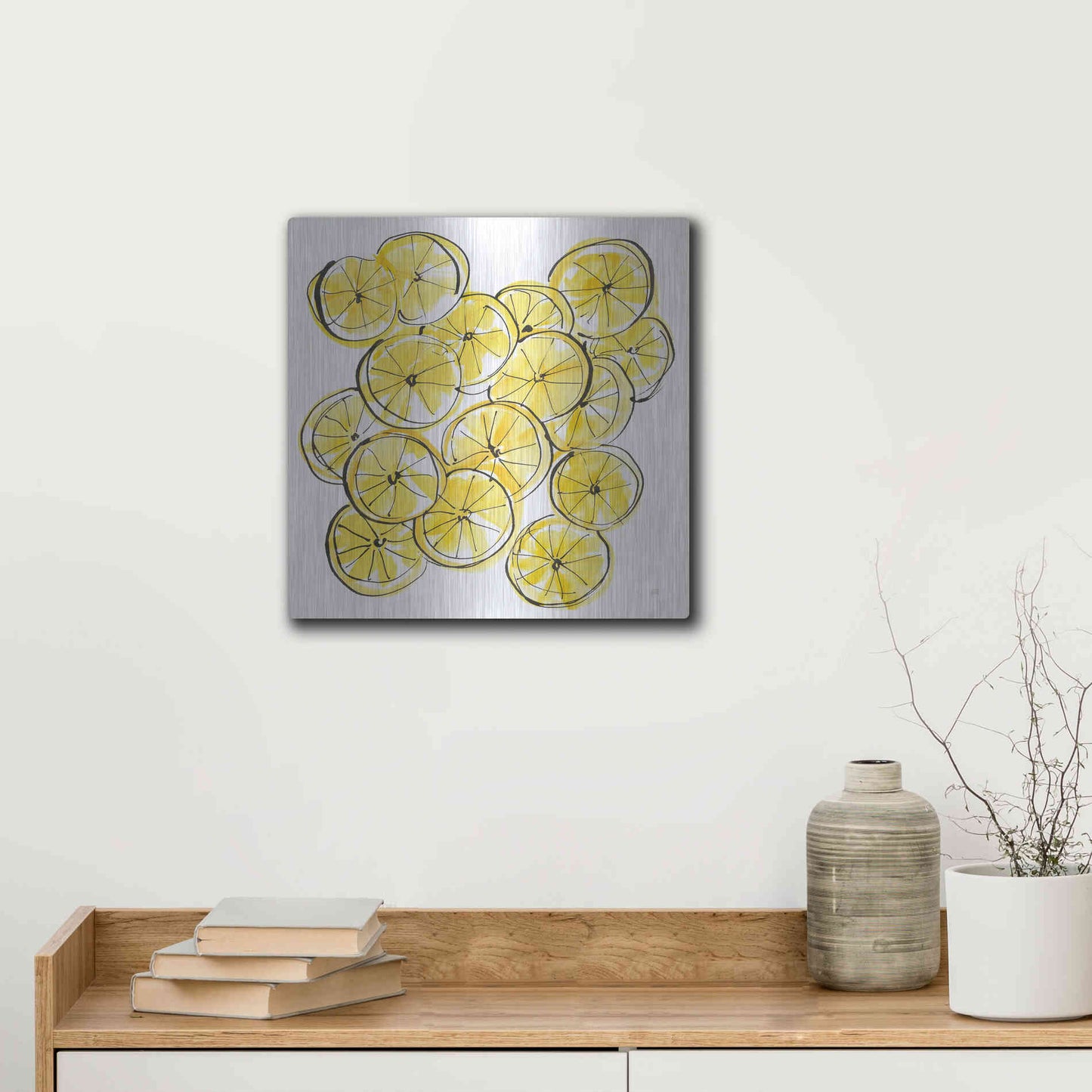 Luxe Metal Art 'Cut Lemons III' by Chris Paschke, Metal Wall Art,12x12