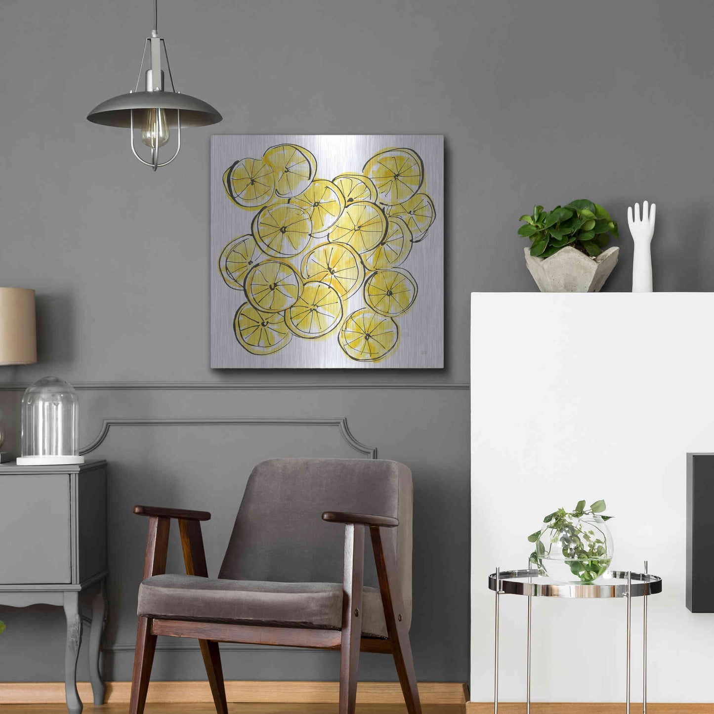 Luxe Metal Art 'Cut Lemons III' by Chris Paschke, Metal Wall Art,24x24