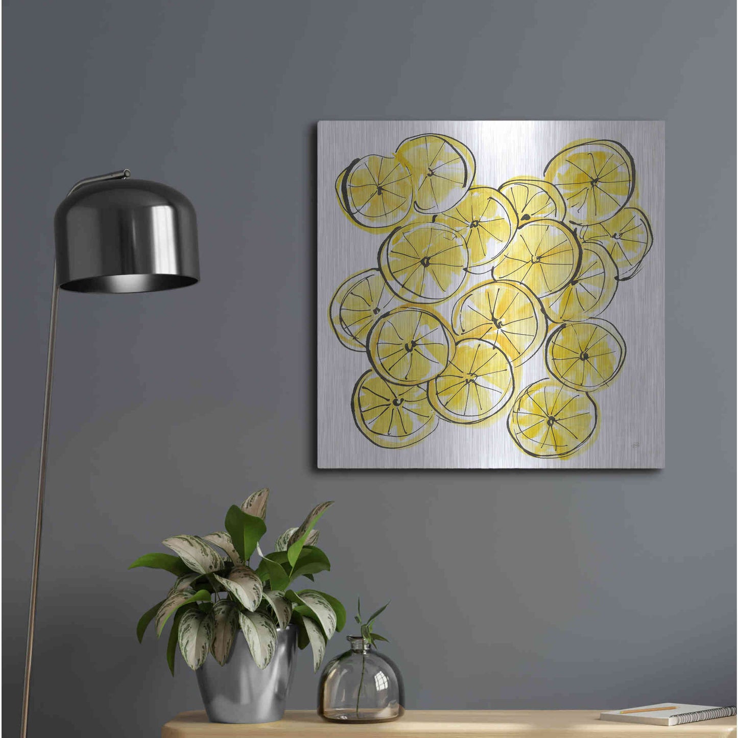 Luxe Metal Art 'Cut Lemons III' by Chris Paschke, Metal Wall Art,24x24