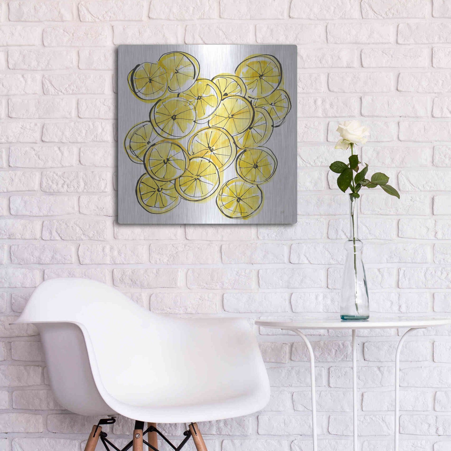 Luxe Metal Art 'Cut Lemons III' by Chris Paschke, Metal Wall Art,24x24