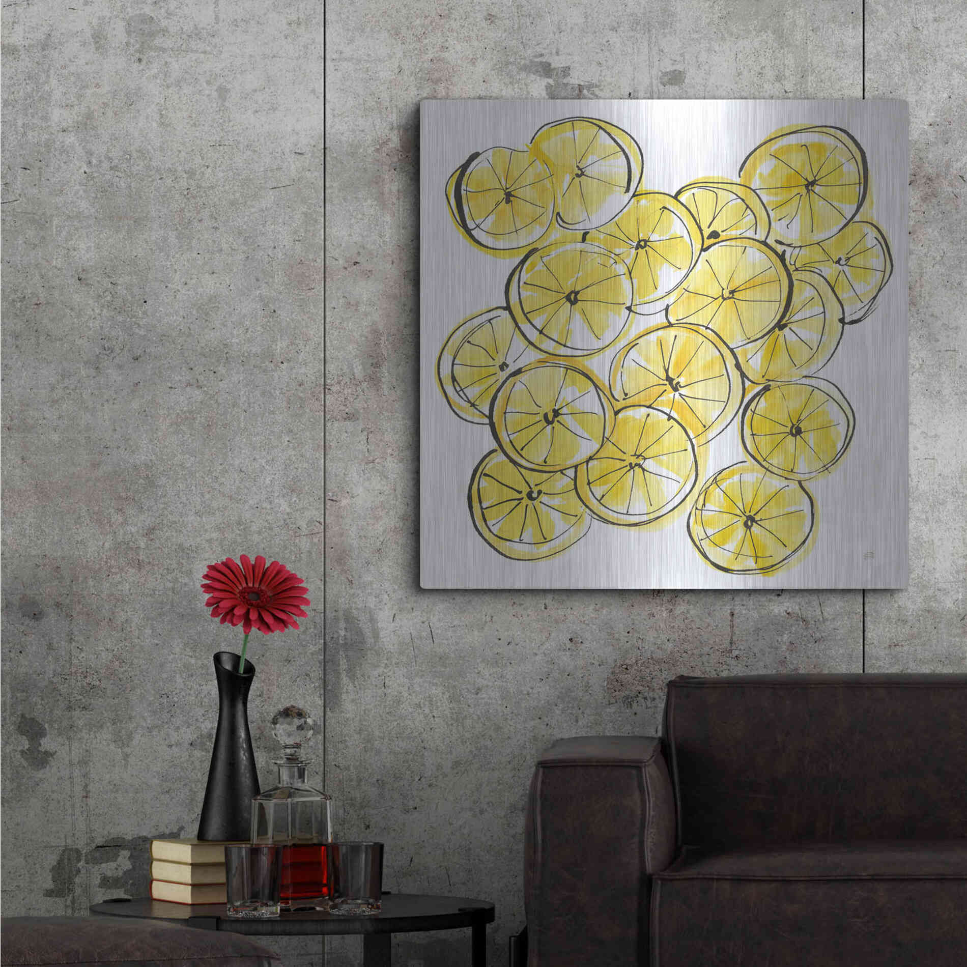 Luxe Metal Art 'Cut Lemons III' by Chris Paschke, Metal Wall Art,36x36