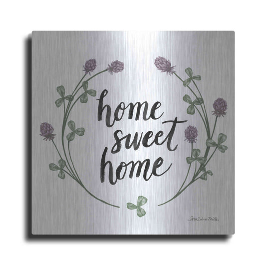 Luxe Metal Art 'Happy to Bee Home Words I' by Sara Zieve Miller, Metal Wall Art