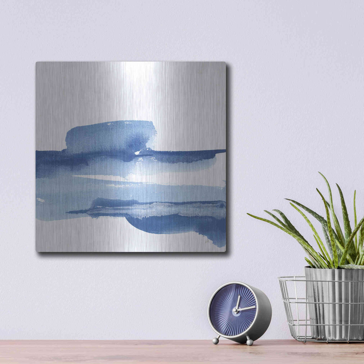Luxe Metal Art 'Classic Blue I' by Chris Paschke, Metal Wall Art,12x12