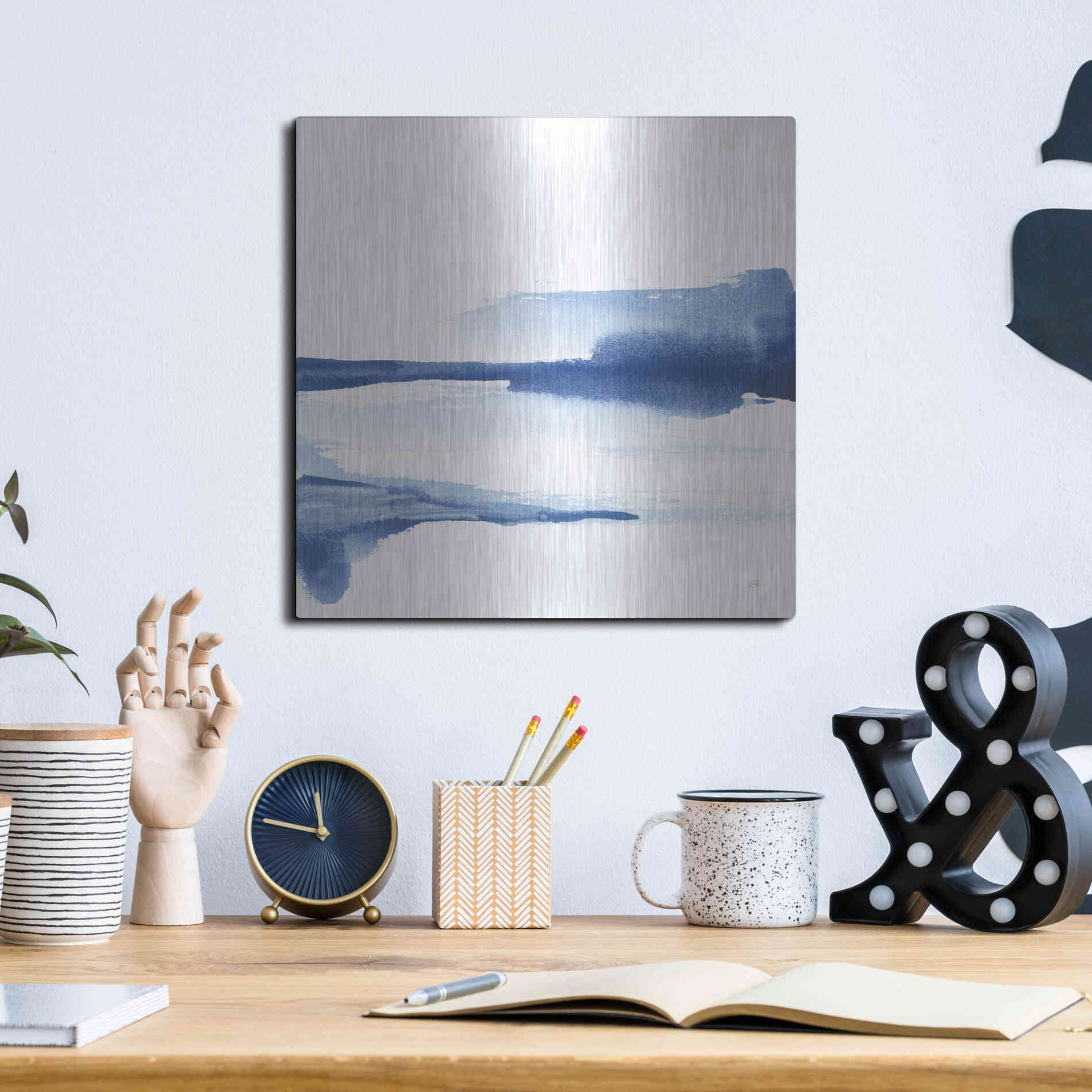 Luxe Metal Art 'Classic Blue II' by Chris Paschke, Metal Wall Art,12x12