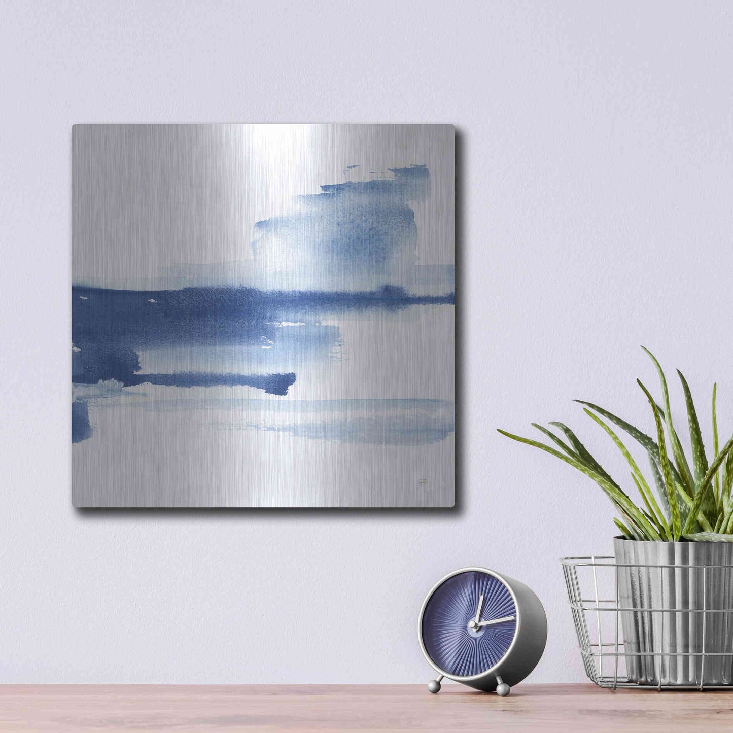 Luxe Metal Art 'Classic Blue III' by Chris Paschke, Metal Wall Art,12x12