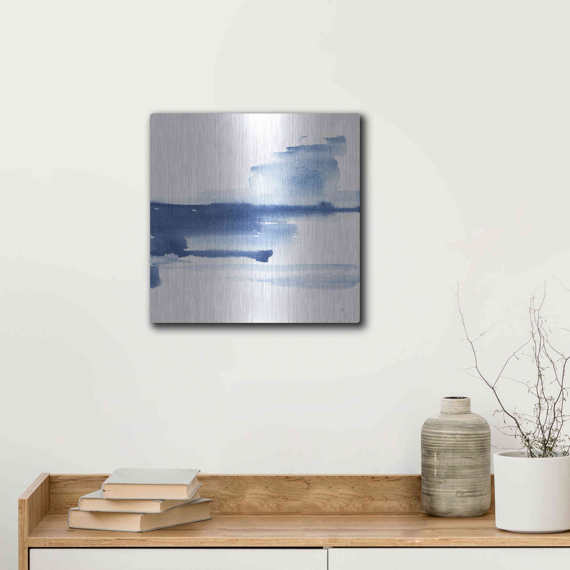 Luxe Metal Art 'Classic Blue III' by Chris Paschke, Metal Wall Art,12x12