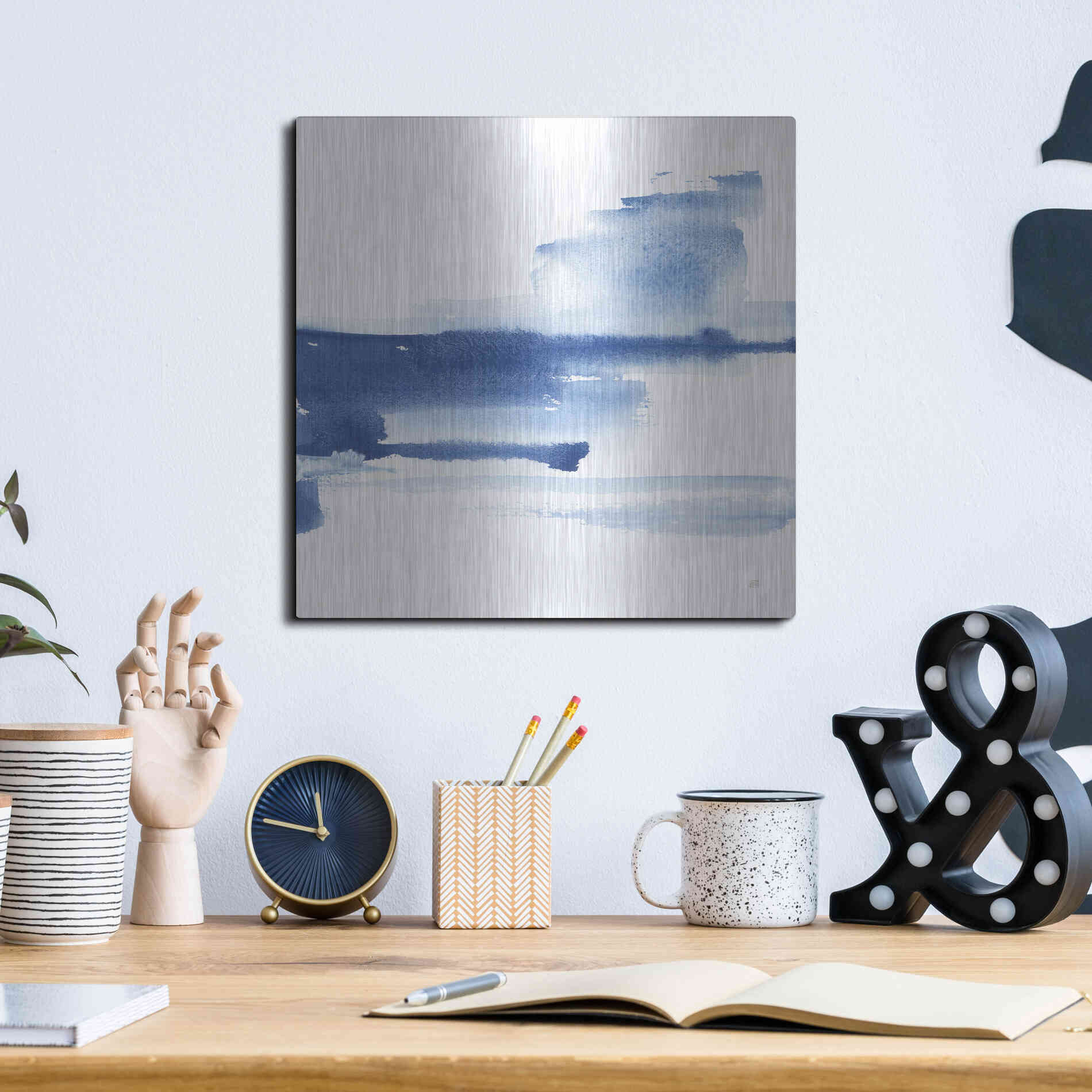 Luxe Metal Art 'Classic Blue III' by Chris Paschke, Metal Wall Art,12x12