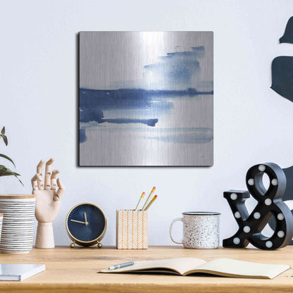 Luxe Metal Art 'Classic Blue III' by Chris Paschke, Metal Wall Art,12x12