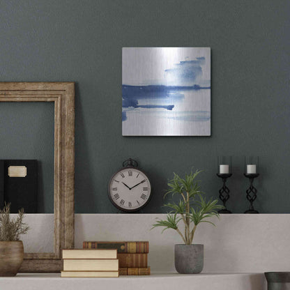 Luxe Metal Art 'Classic Blue III' by Chris Paschke, Metal Wall Art,12x12