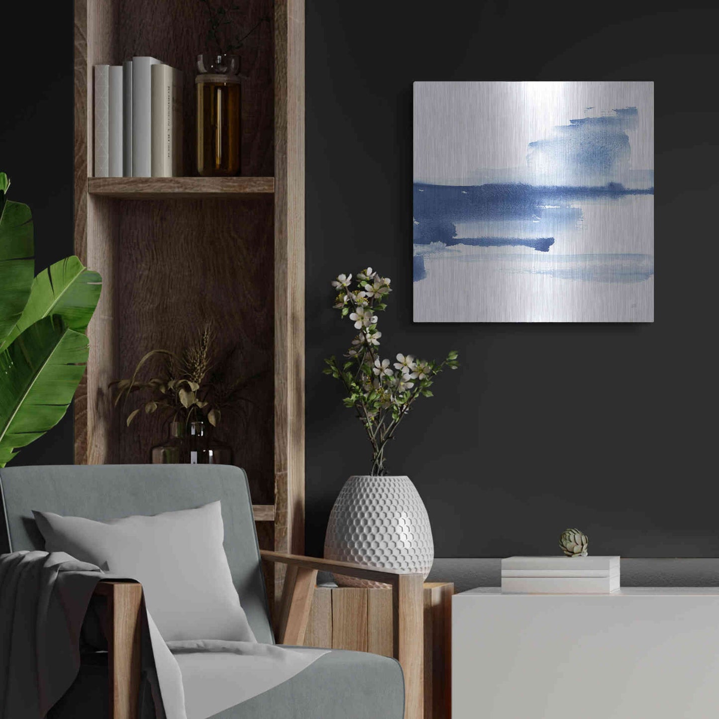 Luxe Metal Art 'Classic Blue III' by Chris Paschke, Metal Wall Art,24x24