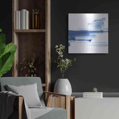 Luxe Metal Art 'Classic Blue III' by Chris Paschke, Metal Wall Art,24x24