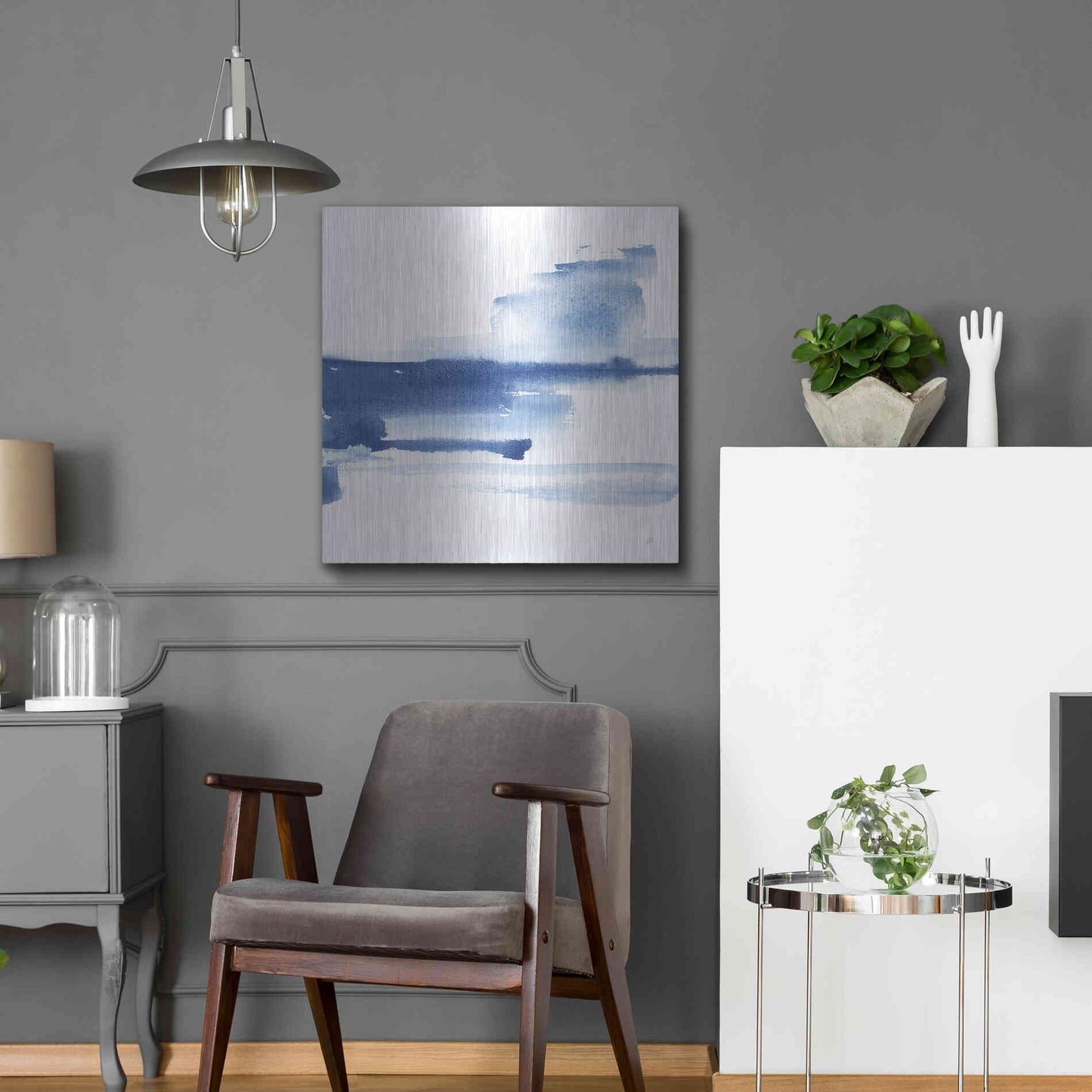 Luxe Metal Art 'Classic Blue III' by Chris Paschke, Metal Wall Art,24x24