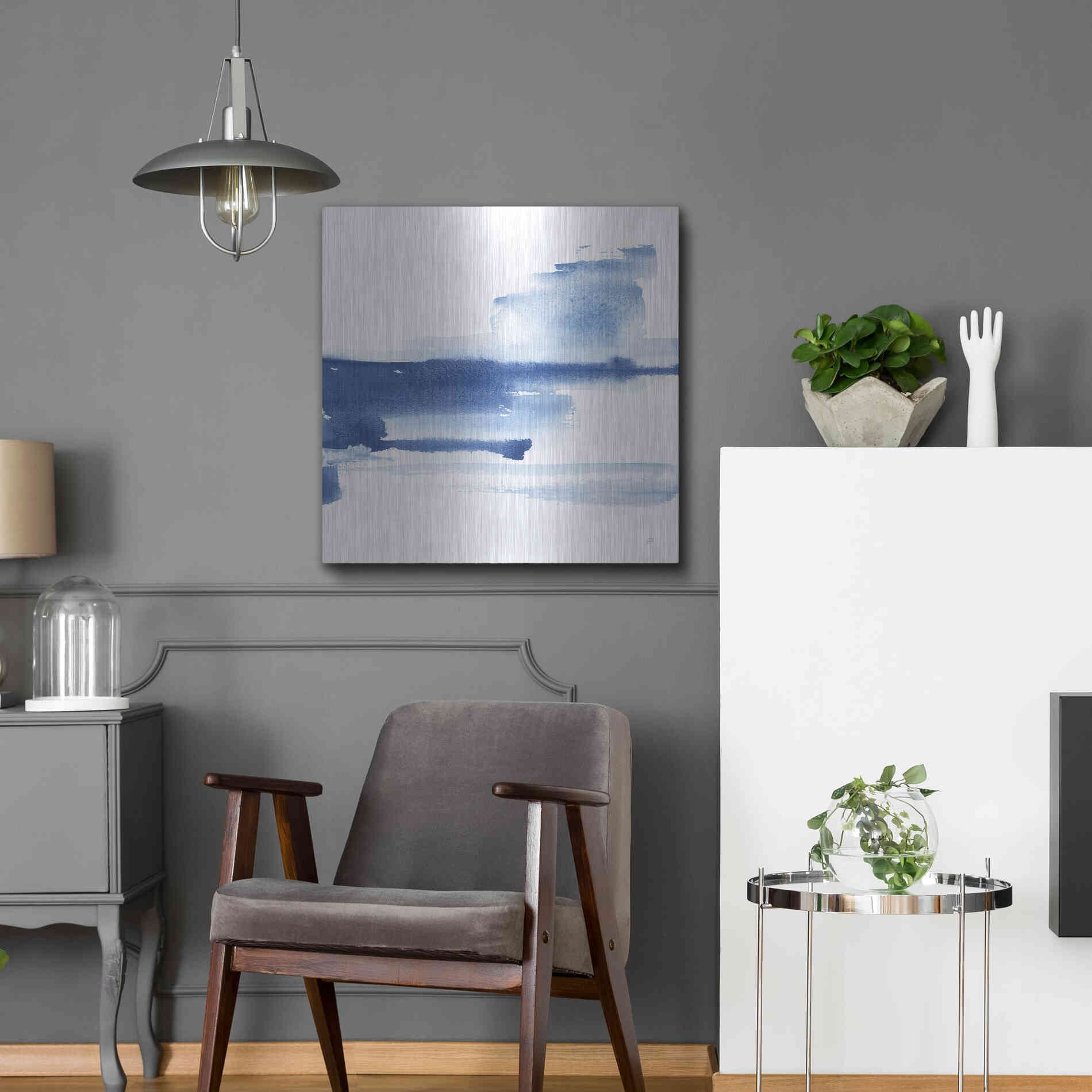 Luxe Metal Art 'Classic Blue III' by Chris Paschke, Metal Wall Art,24x24