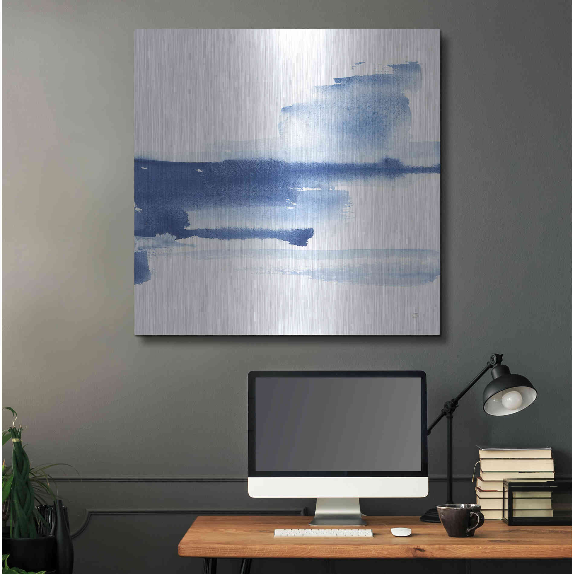 Luxe Metal Art 'Classic Blue III' by Chris Paschke, Metal Wall Art,36x36