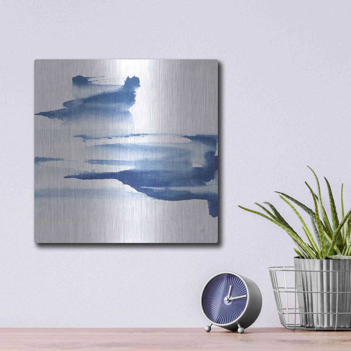 Luxe Metal Art 'Classic Blue IV' by Chris Paschke, Metal Wall Art,12x12