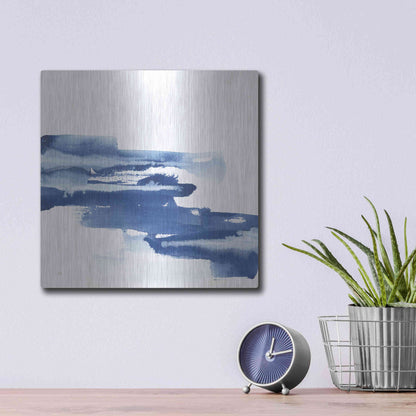 Luxe Metal Art 'Classic Blue V' by Chris Paschke, Metal Wall Art,12x12