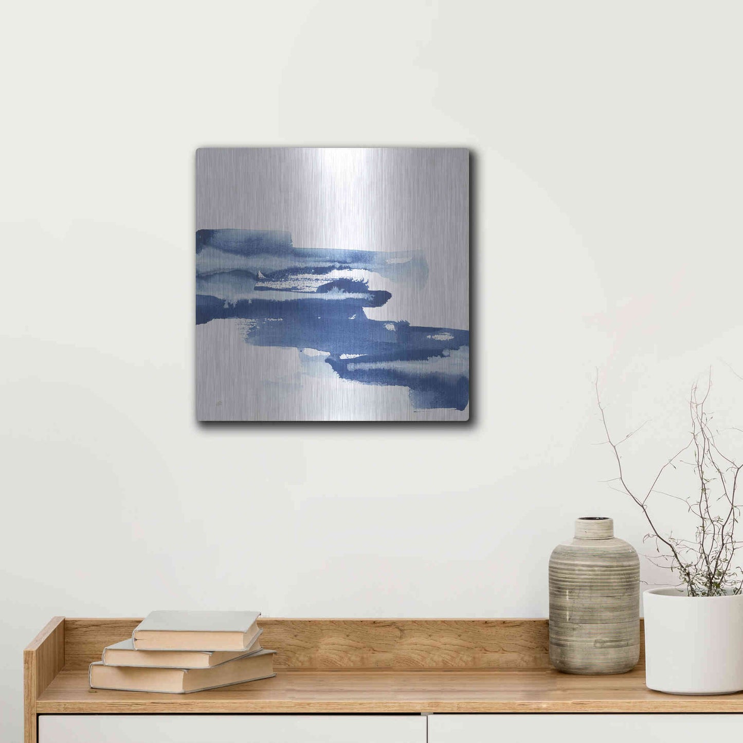 Luxe Metal Art 'Classic Blue V' by Chris Paschke, Metal Wall Art,12x12