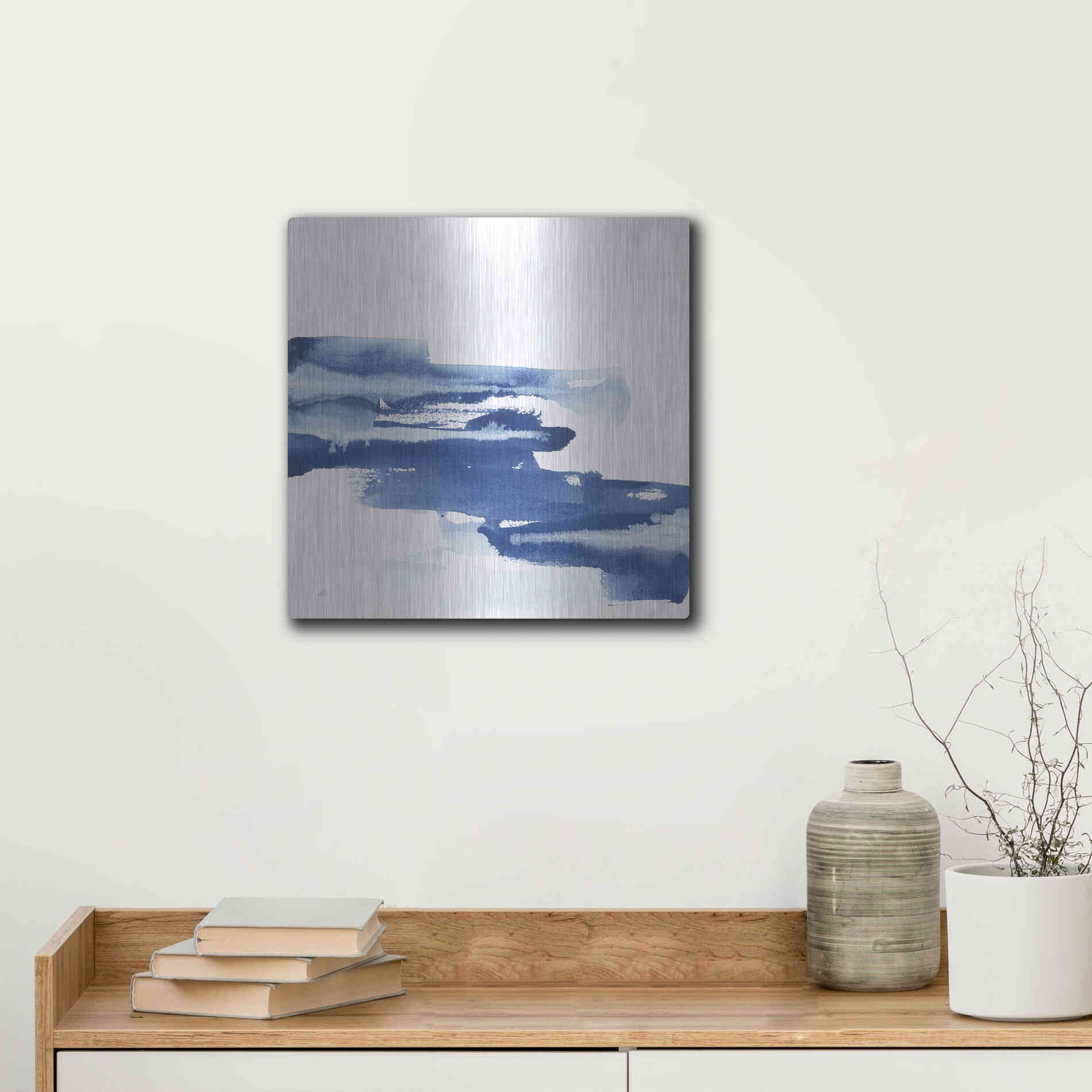 Luxe Metal Art 'Classic Blue V' by Chris Paschke, Metal Wall Art,12x12