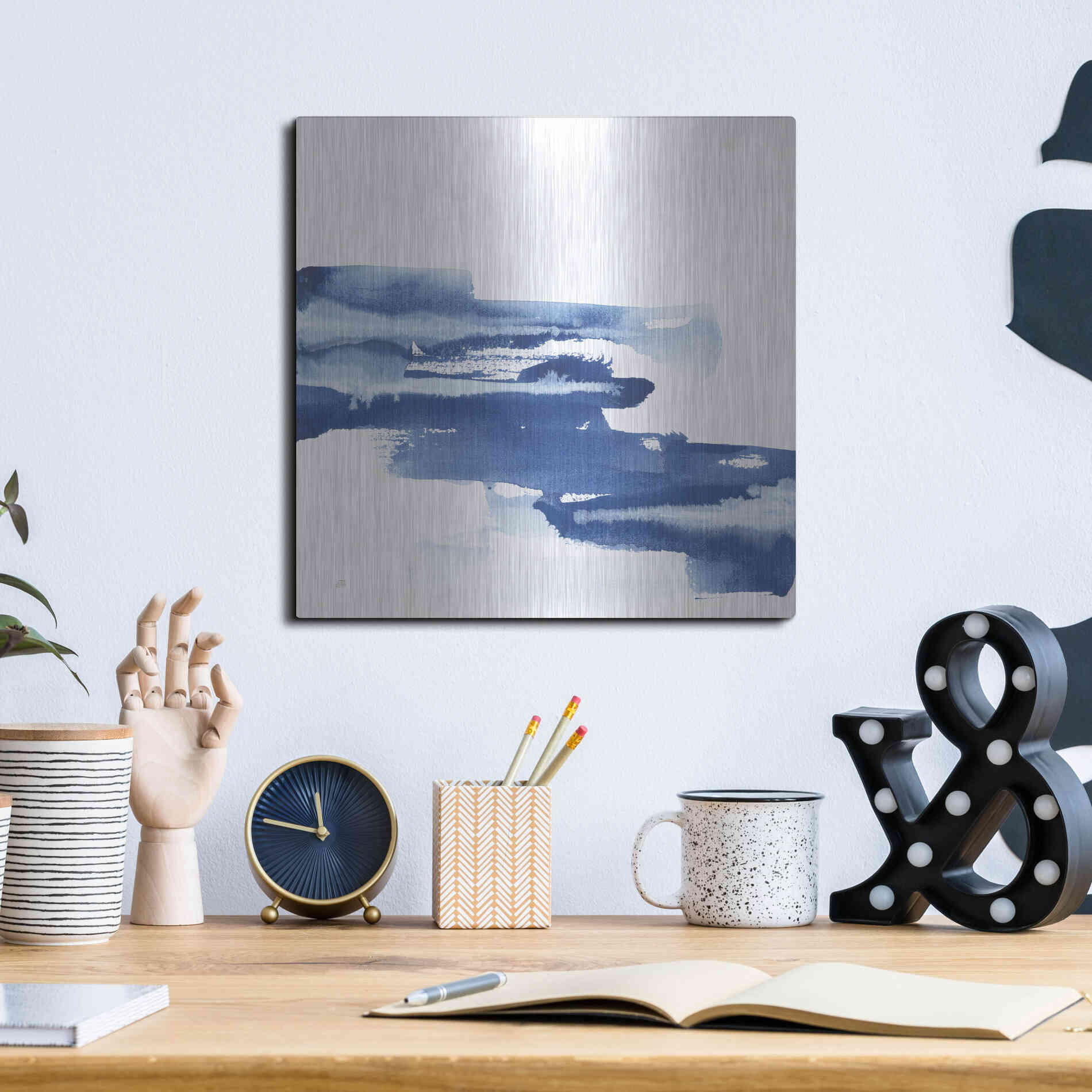 Luxe Metal Art 'Classic Blue V' by Chris Paschke, Metal Wall Art,12x12