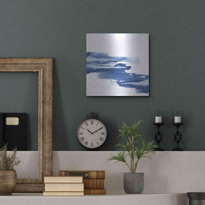 Luxe Metal Art 'Classic Blue V' by Chris Paschke, Metal Wall Art,12x12